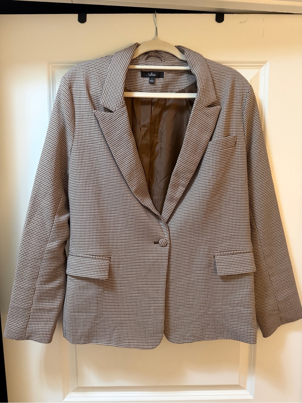 Lulus Perfect Practice Taupe Houndstooth Blazer